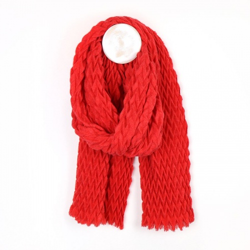 Fiery Red Chevron Textured Knit Scarf by Peace of Mind